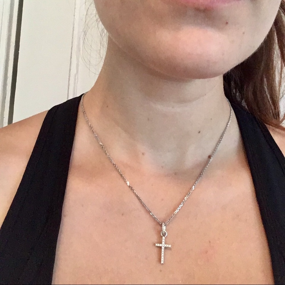 Silver Swarovski Crystal Cross Pendant